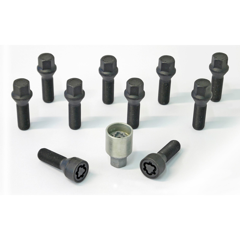 H&R Wielboutenset konisch M14x1.50 - Lengte 50mm - Zwart - 10 stuks - incl. wielsloten
