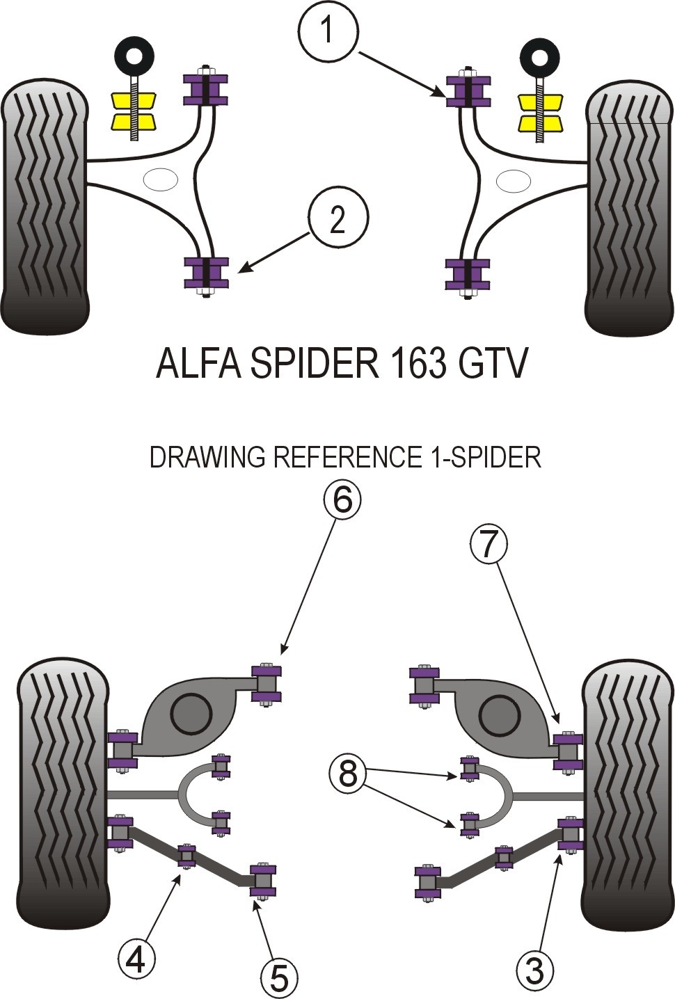 Alfa Romeo Spider, GTV 2.0 & V6  Swing Arm Shock Mount Bush - Po