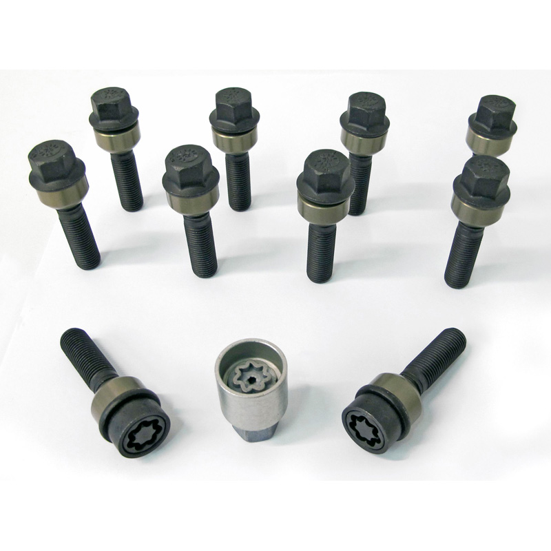 H&R Wielboutenset bolkonisch met beweegbare ring R14 M14x1.50 - Lengte 44mm - Zwart - 10 stuks (Bv.  Porsche) - incl. wielsloten