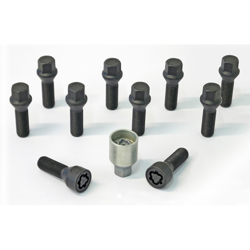 H&R Wielboutenset konisch M14x1.50 - Lengte 38mm - Zwart - 10 stuks - incl. wielsloten