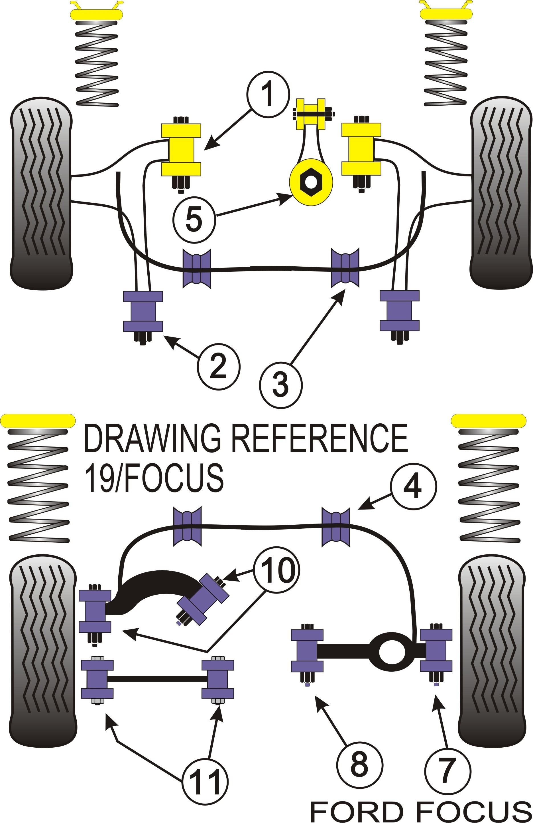 Ford Focus Mk1 inc RS  Front Lower Engine Mount Bush Kit 12mm -