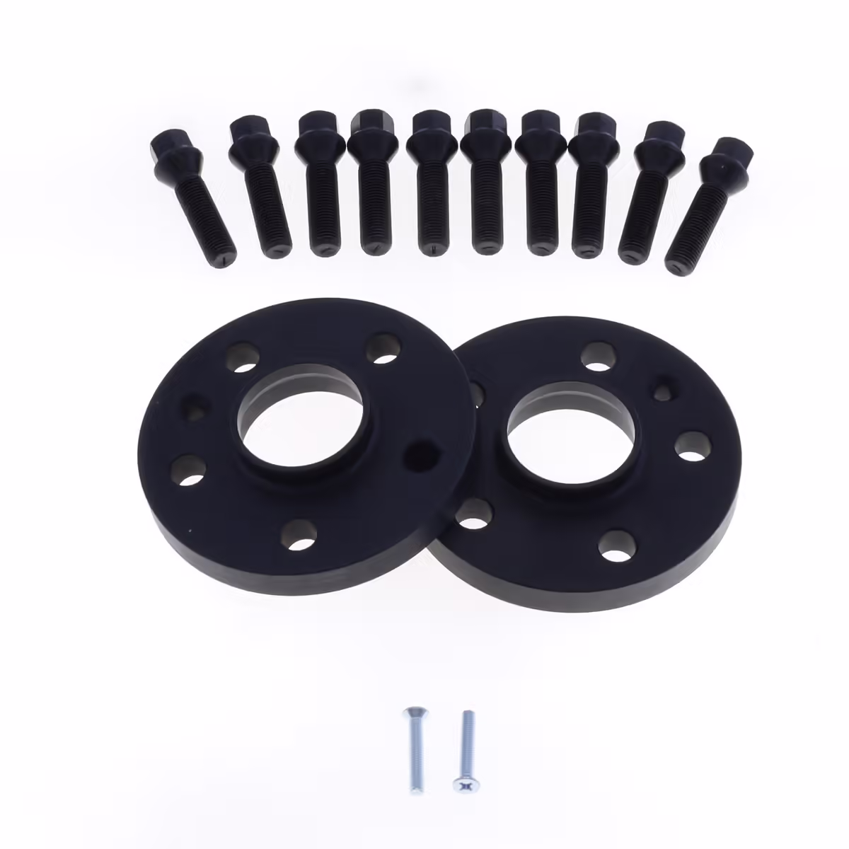 Spoorverbreders 5x100 naaf:57 dikte:12mm Audi Seat Skoda VW incl. wielbouten Zwart
