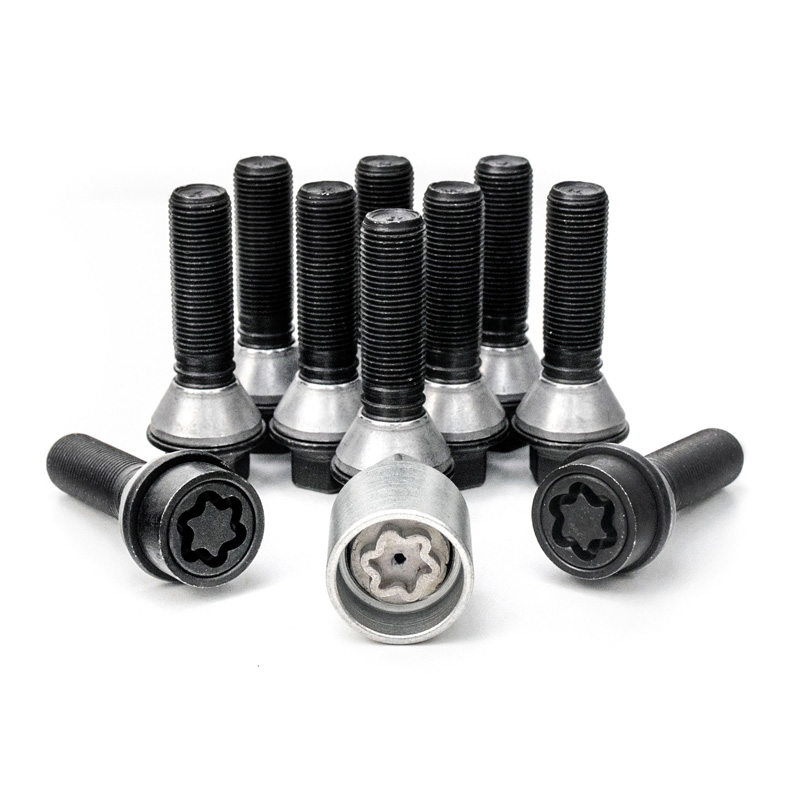 H&R Wielboutenset konisch met beweegbare ring M14x1.25 - Lengte 43mm - Zwart - 10 stuks (Bv.  BMW) - incl. wielsloten