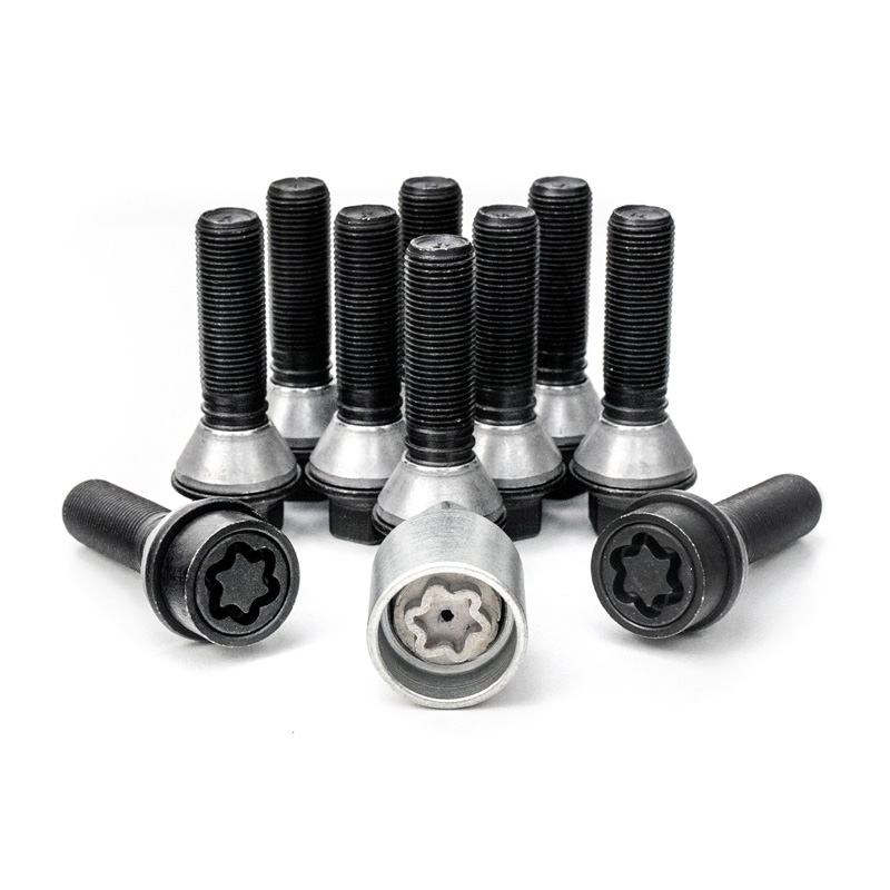 H&R Wielboutenset konisch met beweegbare ring M14x1.25 - Lengte 39mm - Zwart - 10 stuks (Bv.  BMW) - incl. wielsloten