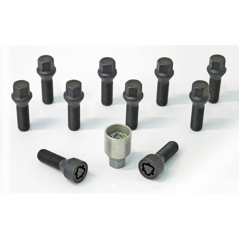 H&R Wielboutenset konisch M14x1.25 - Lengte 40mm - Zwart - 10 stuks - incl. wielsloten