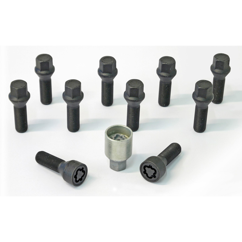 H&R Wielboutenset konisch M14x1.50 - Lengte 45mm - Zwart - 10 stuks - incl. wielsloten