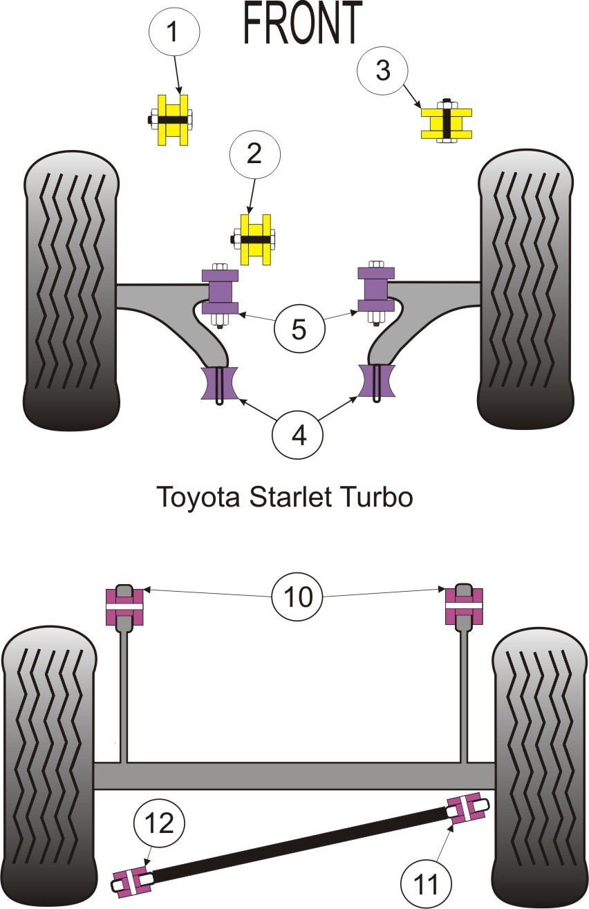 Toyota Starlet/Glanza Turbo EP82 & EP91 Rear Beam Mounting Bush
