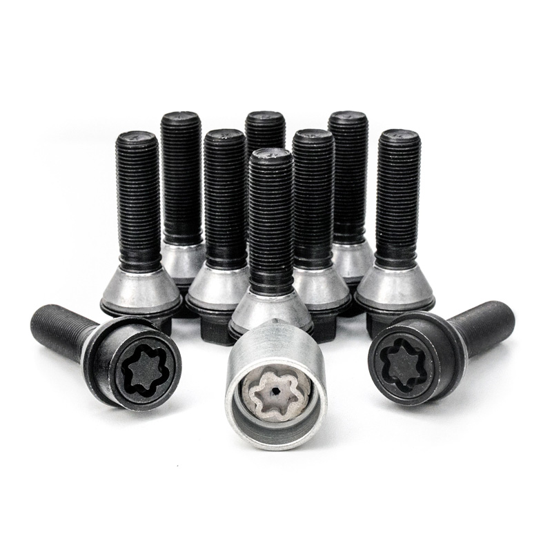 H&R Wielboutenset konisch met beweegbare ring M14x1.25 - Lengte 28mm - Zwart - 10 stuks (Bv.  BMW) - incl. wielsloten
