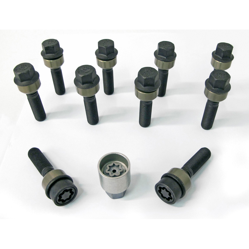 H&R Wielboutenset bolkonisch met beweegbare ring R14 M14x1.50 - Lengte 54mm - Zwart - 10 stuks (Bv.  Porsche) - incl. wielsloten